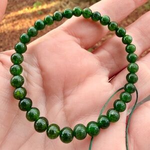Chrome Diopside 6mm Bead Bracelet | Siberia Russia | Natural Green Gemstone